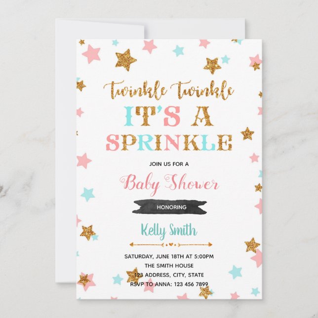 Twinkle Twinkle sprinkle shower invitation (Front)