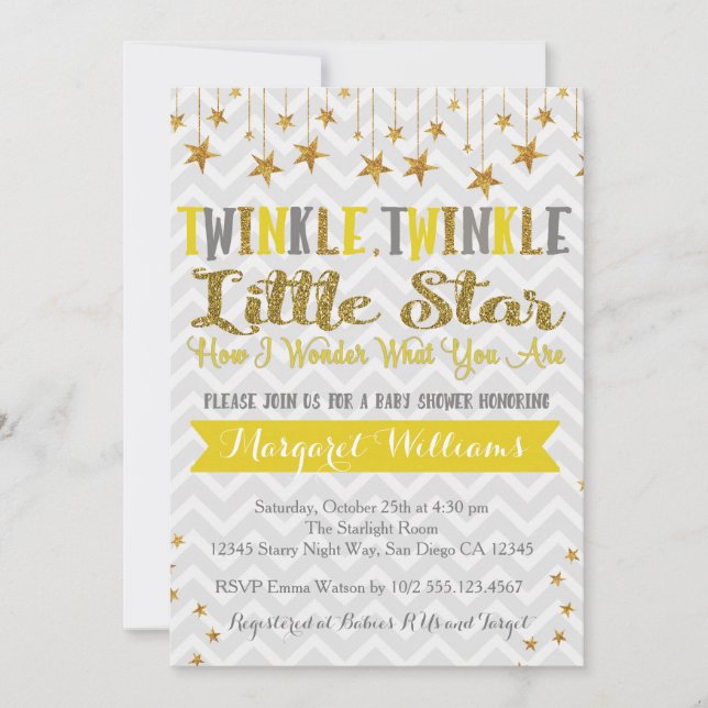 Twinkle Twinkle Star Baby Shower invitation (Front)
