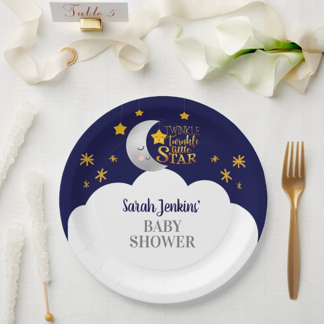 Twinkle Twinkle Star Baby Shower Paper Plate (Wedding)