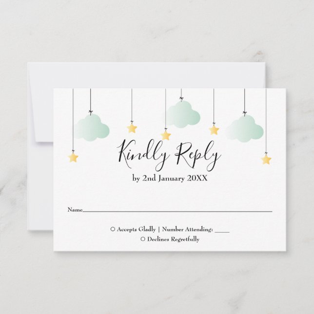 Twinkle Twinkle Star Gender Neutral Baby Shower RSVP Card (Front)