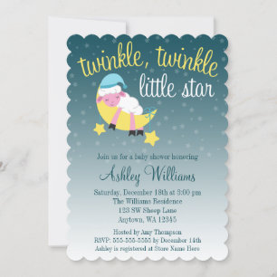 Twinkle Twinkle Star Lamb Die Cut Baby Shower Invitation