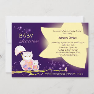 Twinkle Twinkle Star + Owl Baby Shower Invitation