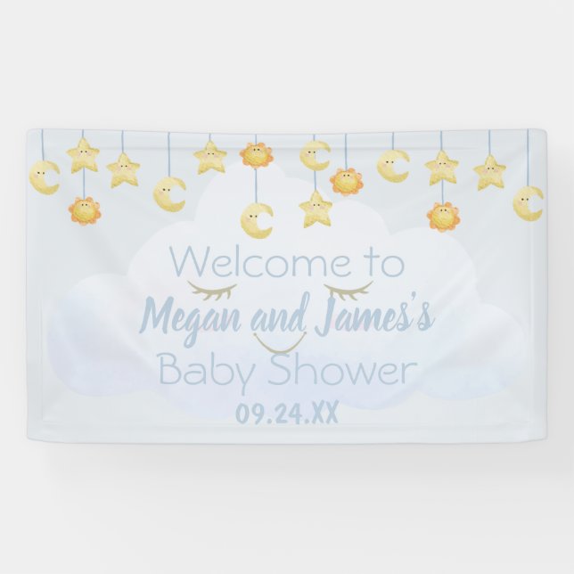 Twinkle Twinkle Stars Sprinkle Cloud Baby Shower Banner (Horizontal)