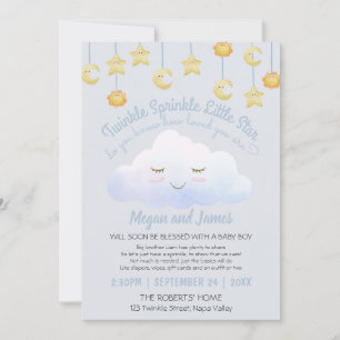Twinkle Twinkle Stars Sprinkle Cloud Baby Shower I Invitation
