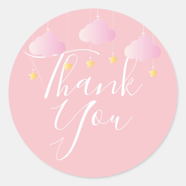 Twinkle twinkle thank you pink baby shower classic round sticker (Front)