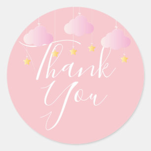 Twinkle twinkle thank you pink baby shower classic round sticker