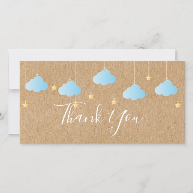 Twinkle Twinkle Thank You Rustic Kraft Boho Card (Front)