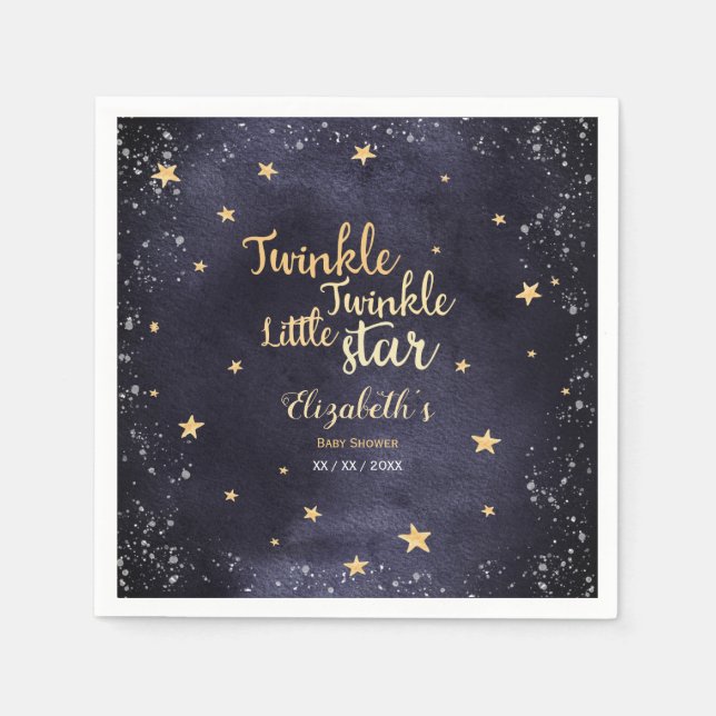 Twinkle twinkle watercolor unisex babyshower napkin (Front)