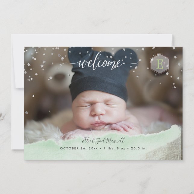 Twinkled twinkled little Stars Birth Thank You Invitation (Front)