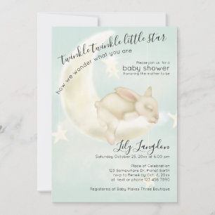“ Twinkles “ Bunny Sweet Dreams   Teal Sky Invitation