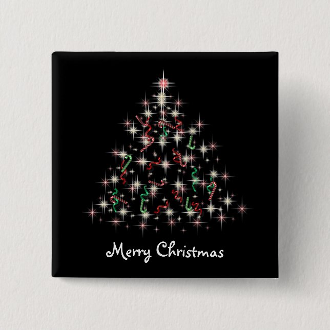 TwinkleTree Candycane and Ribbon 15 Cm Square Badge (Front)