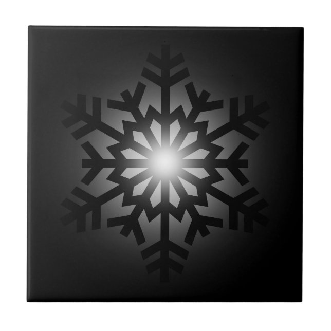 Twinkling Black Snowflake Tile (Front)