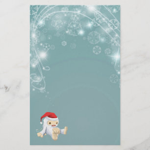 Twinkling Blue Christmas Paper with Yeti Toy