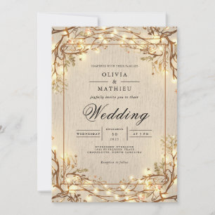 Twinkling Branches Rustic Romance Wedding Invitation
