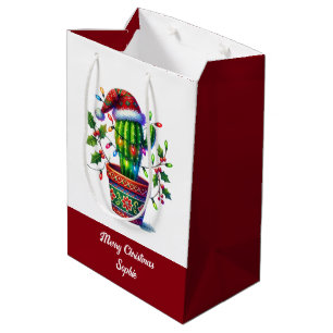 Twinkling Cactus Christmas Medium Gift Bag