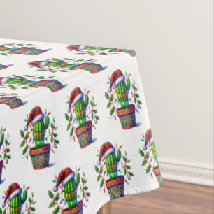 Twinkling Cactus Christmas Tablecloth