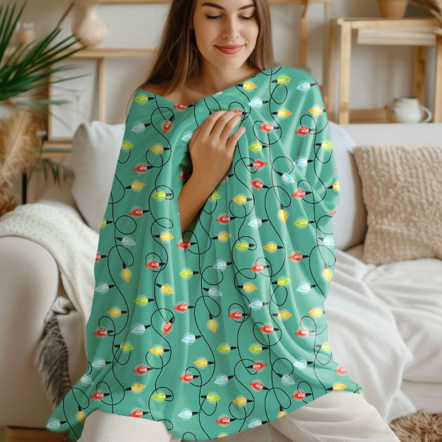 Twinkling Christmas Lights Holiday Pattern Fleece Blanket (Creator Uploaded)