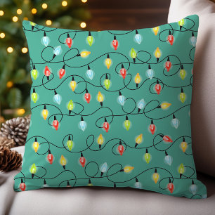 Twinkling Christmas Lights Pattern Cushion