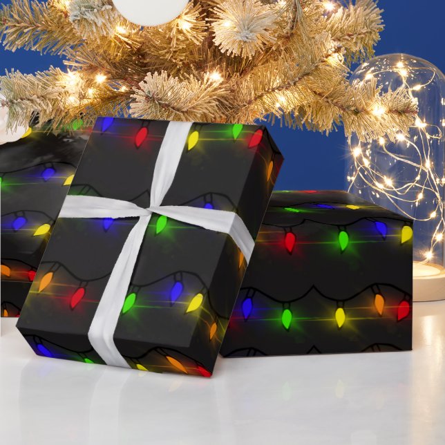 Twinkling Christmas Lights Wrapping Paper (Holidays)