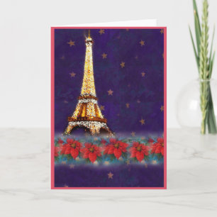 twinkling EIFFEL TOWER JOYEUX NOEL Holiday Card