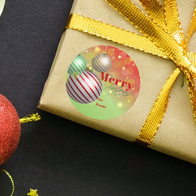 Twinkling Gold Lights Festive Ornaments Christmas Classic Round Sticker (Creator Uploaded)