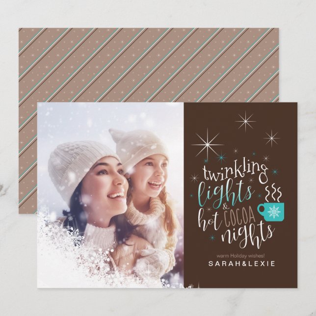 Twinkling Lights Hot Cocoa Nights One Photo ID593 Invitation (Front/Back)