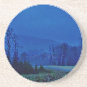 Twinkling Lights in a Blue Mountain Mist Coaster