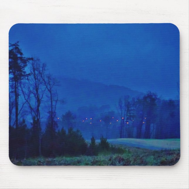 Twinkling Lights in a Blue Mountain Mist Mouse Mat (Front)