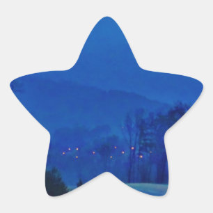 Twinkling Lights in a Blue Mountain Mist Star Sticker