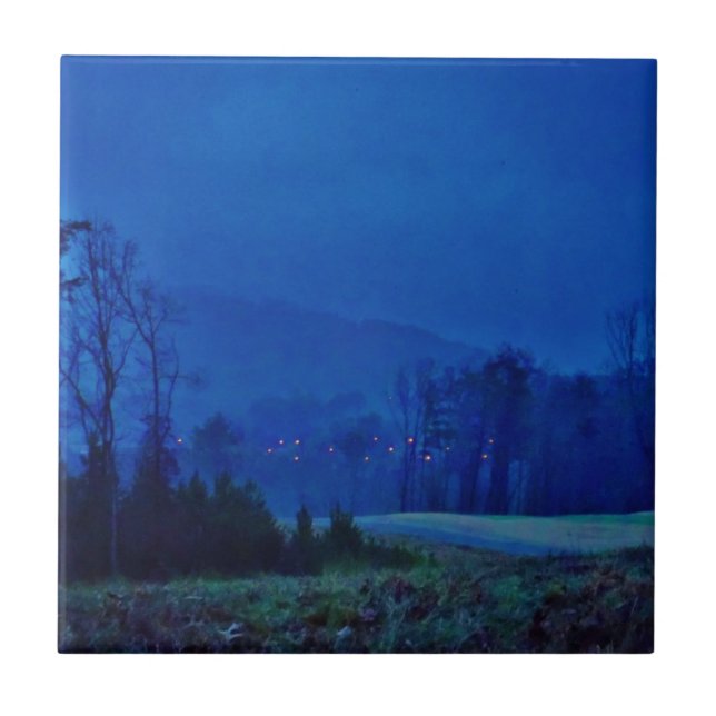 Twinkling Lights in a Blue Mountain Mist Tile (Front)