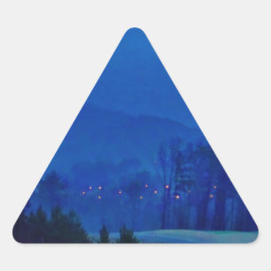 Twinkling Lights in a Blue Mountain Mist Triangle Sticker