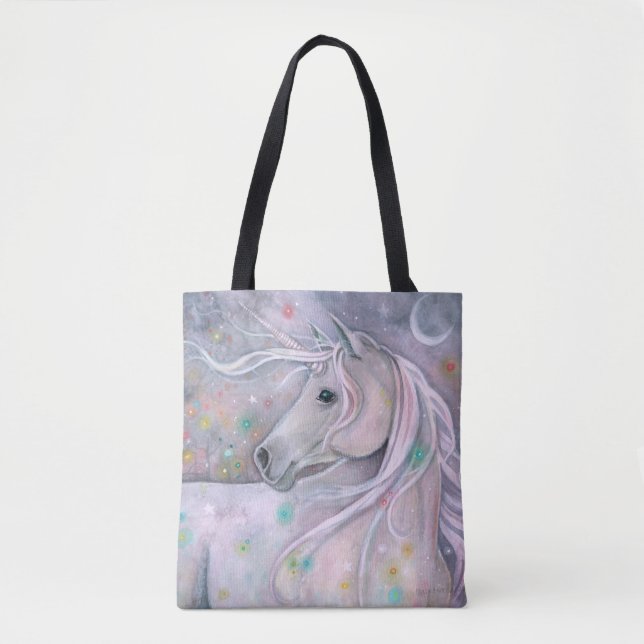 Twinkling Lights Magical Unicorn Molly Harrison Tote Bag (Front)