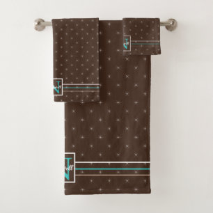 Twinkling Lights Pattern Monogram ID594 Bath Towel Set