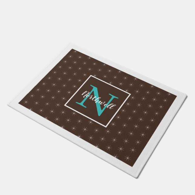 Twinkling Lights Pattern Monogram ID594 Doormat (Angled)