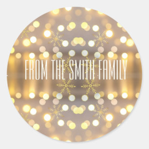 Twinkling lights personalised Christmas  Classic Round Sticker