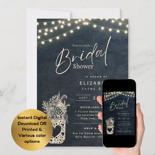 Twinkling Lights   Rustic Barn Woodland Wedding    Invitation