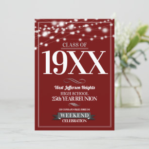 Twinkling Lights School Colours Class Reunion Invi Invitation
