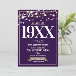 Twinkling Lights School Colours Class Reunion Invi Invitation
