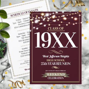 Twinkling Lights School Colours Class Reunion Invi Invitation