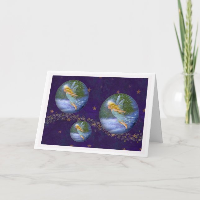 Twinkling Magical Winter Fairy Holiday Card (Front)