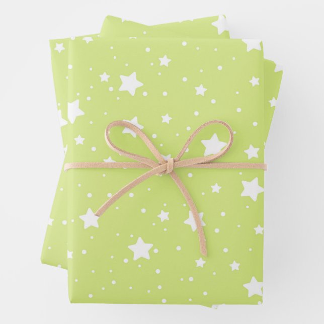 Twinkling Starry Night Sky Pattern Wrapping Paper Sheet (In situ)