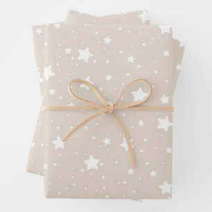 Twinkling Starry Night Sky Pattern Wrapping Paper Sheet