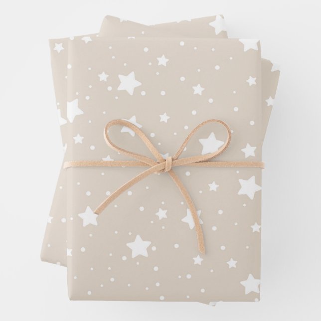 Twinkling Starry Night Sky Pattern Wrapping Paper Sheet (In situ)
