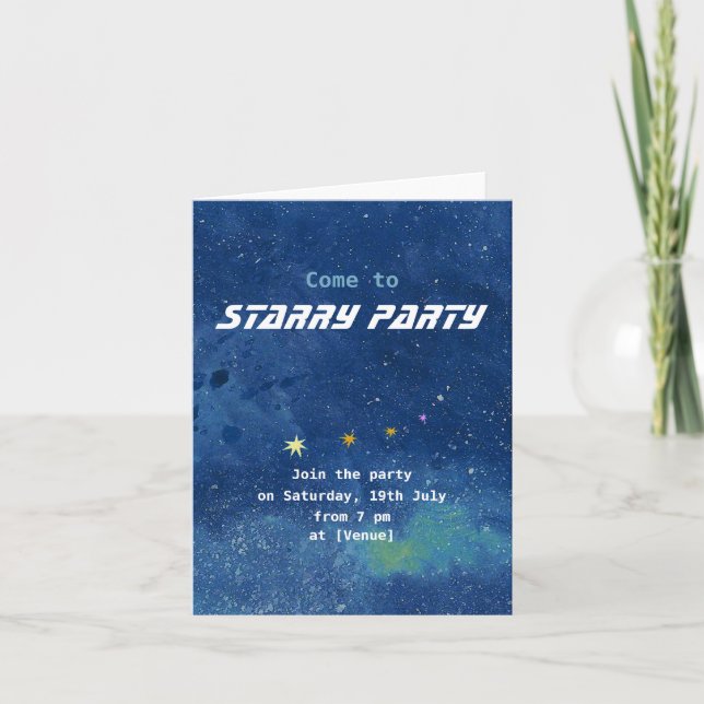 Twinkling Starry Sky Illustration Customisable Invitation (Front)