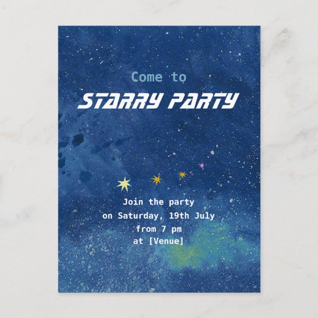 Twinkling Starry Sky Illustration Customisable Postcard (Front)