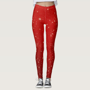 Twinkling Stars on Red Leggings