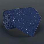 Twinkling Stars Pattern Rose Gold Navy Blue Tie<br><div class="desc">This trendy necktie features a subtle pattern of tiny twinkling stars in rose gold faux foil on a navy blue background. Ideal for groomsmen in a navy blue and rose gold themed wedding.</div>