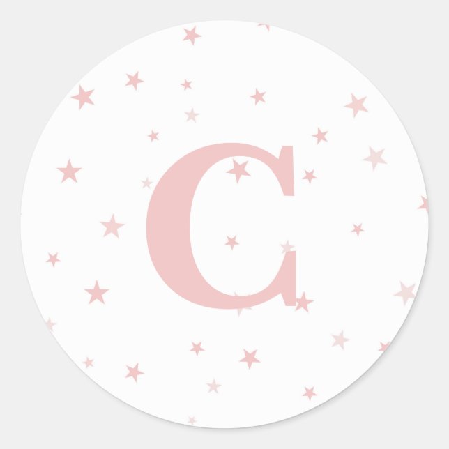 Twinkling Tiny Star Pink Baby Girl Classic Round Sticker (Front)
