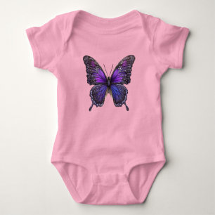 Twinkling Wings: Purple Sparkle Butterfly Baby Bodysuit