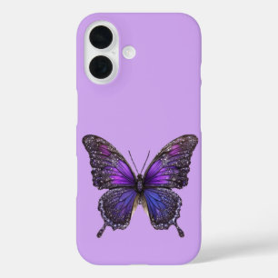 Twinkling Wings: Purple Sparkle Butterfly iPhone 16 Case